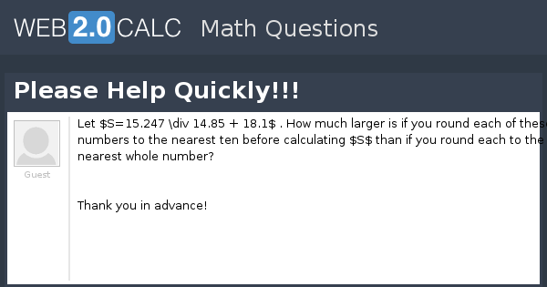 View question - Please Help Quickly!!!