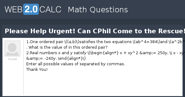 View Question Please Help Urgent Can Cphil Come To The Rescue