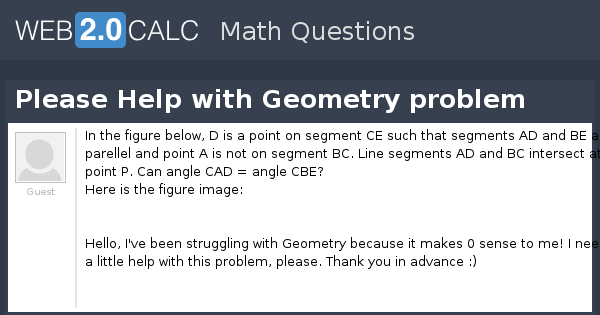 View question - Please Help with Geometry problem