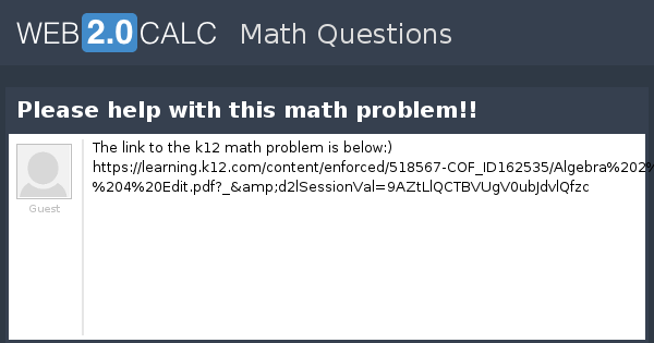 View question - Please help with this math problem!!