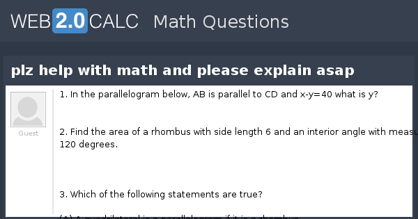 View question - plz help with math and please explain asap