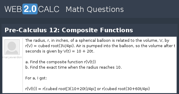 View Question Pre Calculus 12 Composite Functions