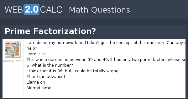 View Question Prime Factorization