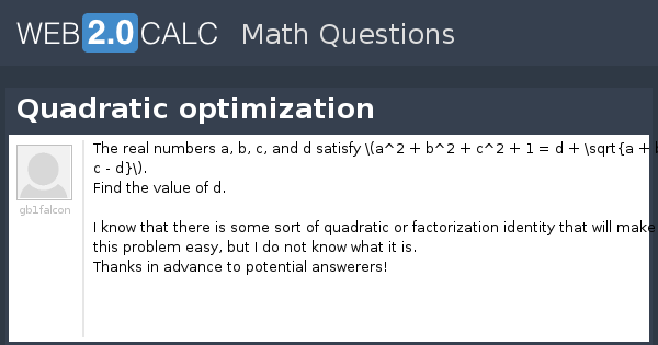 View question - Quadratic optimization