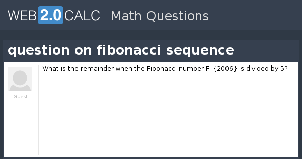 View question - question on fibonacci sequence