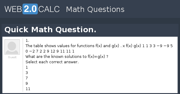 View Question Quick Math Question