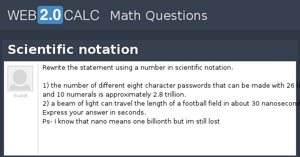 View question - Scientific notation