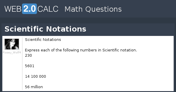 View question - Scientific Notations