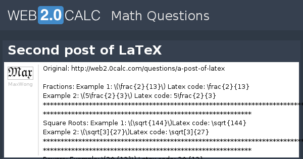 Second Post View question - Second post of LaTeX