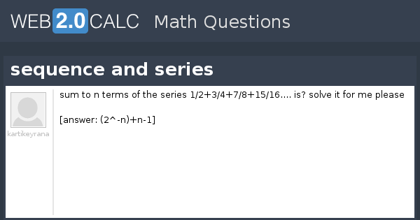 View Question Sequence And Series