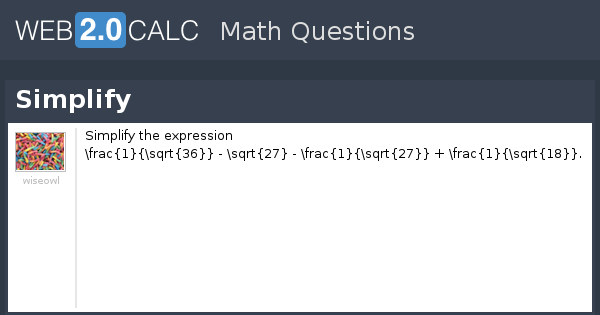View Question Simplify