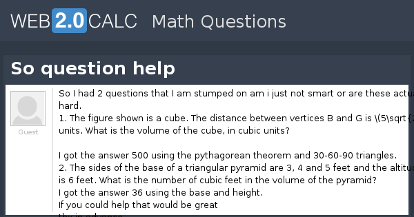 View question - So question help