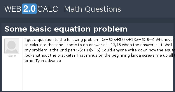 View question - Some basic equation problem