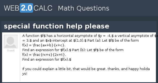 View question - special function help please