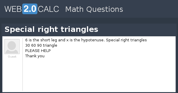 View Question Special Right Triangles