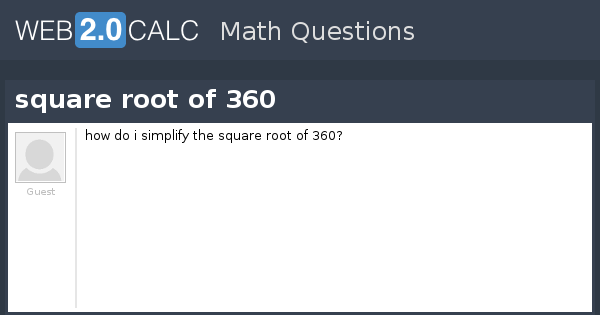 View Question Square Root Of 360
