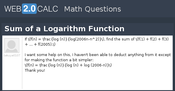 View question - Sum of a Logarithm Function