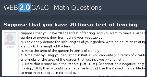 view-question-suppose-that-you-have-20-linear-feet-of-fencing