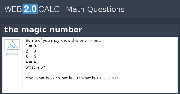 View Question - The Magic Number