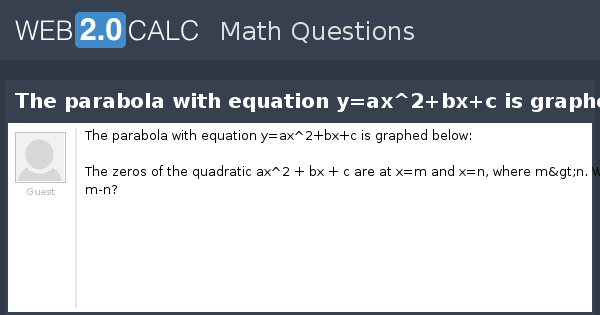 View Question The Parabola With Equation Y Ax 2 Bx C Is Graphed Below