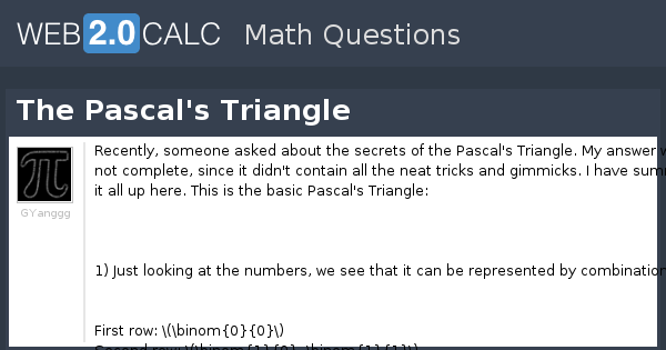 View question - The Pascal's Triangle