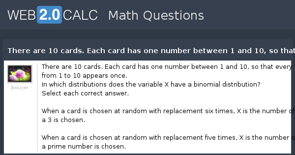 View Question There Are 10 Cards Each Card Has One Number Between 1 