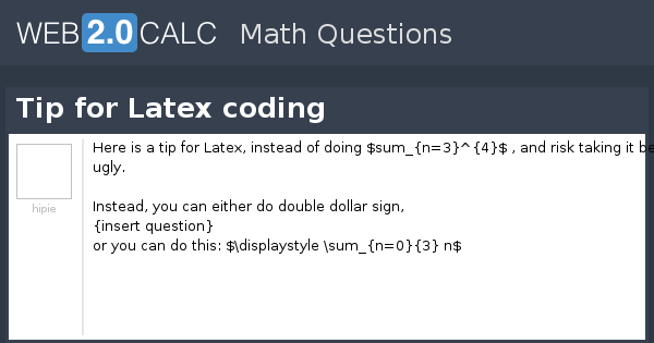 View question - Tip for Latex coding
