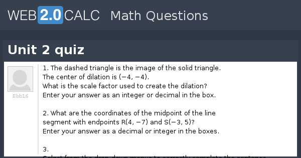 View Question Unit 2 Quiz