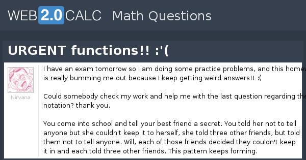 View question - URGENT functions!!