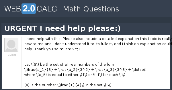 View question - URGENT I need help please:)