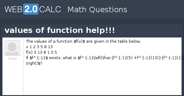 View question - values of function help!!!