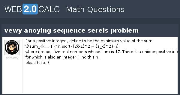 Anoying Algorithm View question - vewy anoying sequence sereis problem