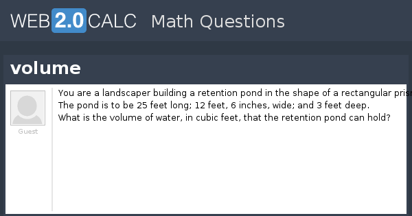Volume Random Questions View question - volume