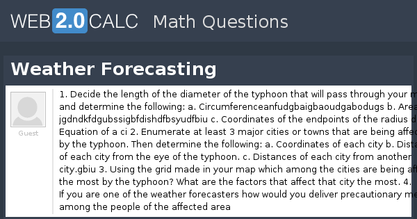 View question - Weather Forecasting
