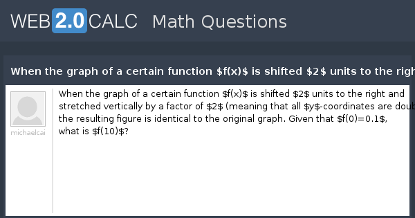 View Question When The Graph Of A Certain Function F X Is Shifted 2 Units To The Right And Stretched Vertically By A Factor Of 2 Meaning That All