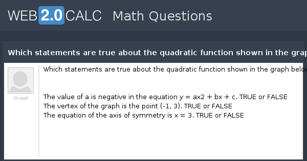 View Question Which Statements Are True About The Quadratic Function Shown In The Graph Below