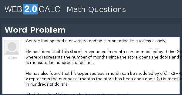 View Question Word Problem